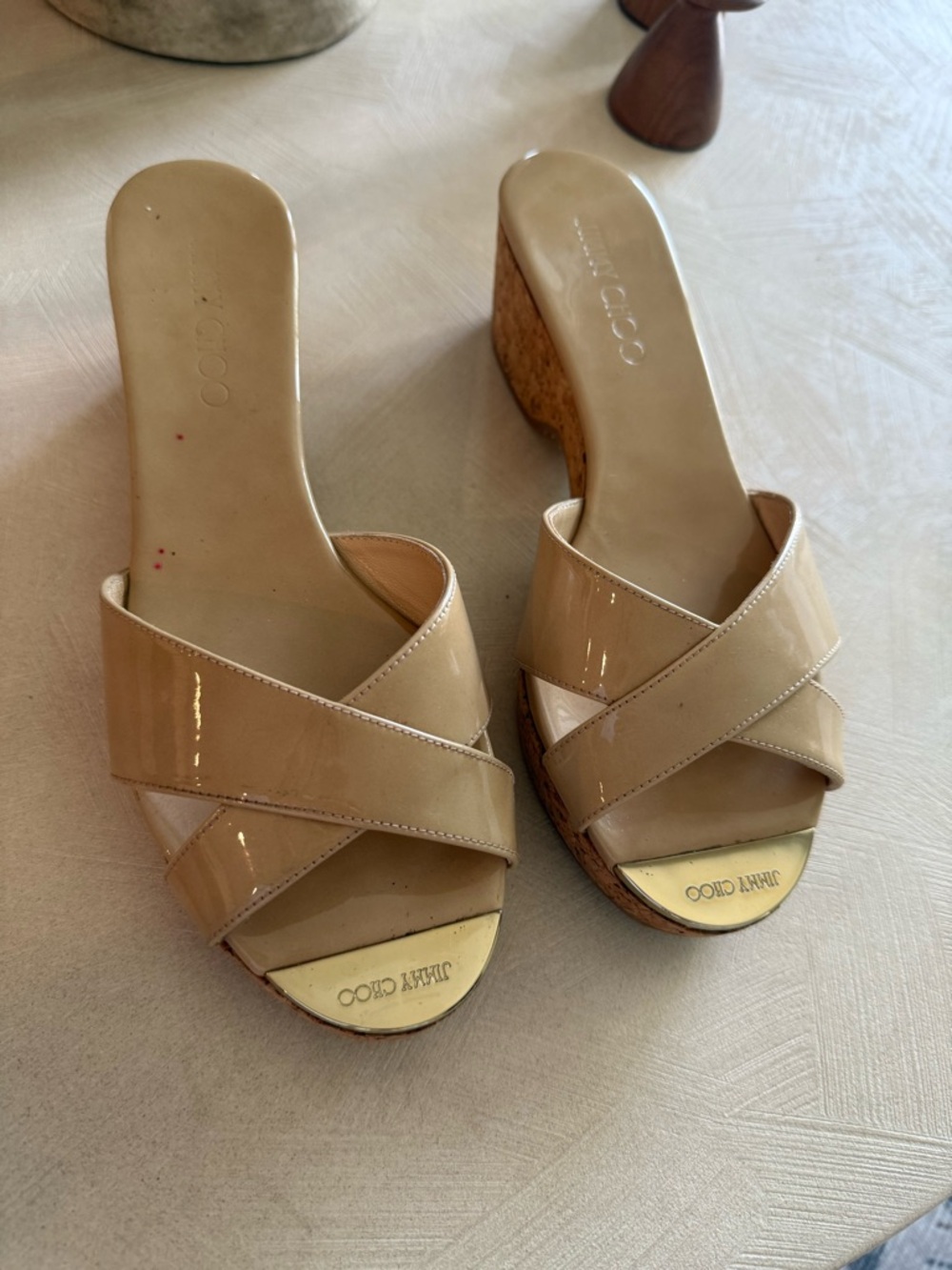 Like New Jimmy Choo Pat leather Nude size 38 /8B in excellent condition.